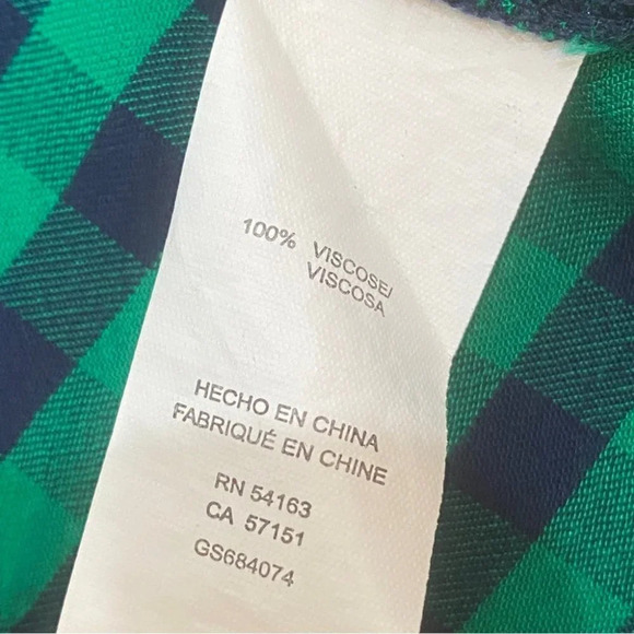 G.H. Bass & Co Women's M Plaid Summer Tank Top Green 100% Viscose - Picture 6 of 15